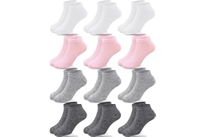 Duufin 12 Pairs Girls Socks Ankle Athletic Half Cushion Low Cut Socks for Girls Kids