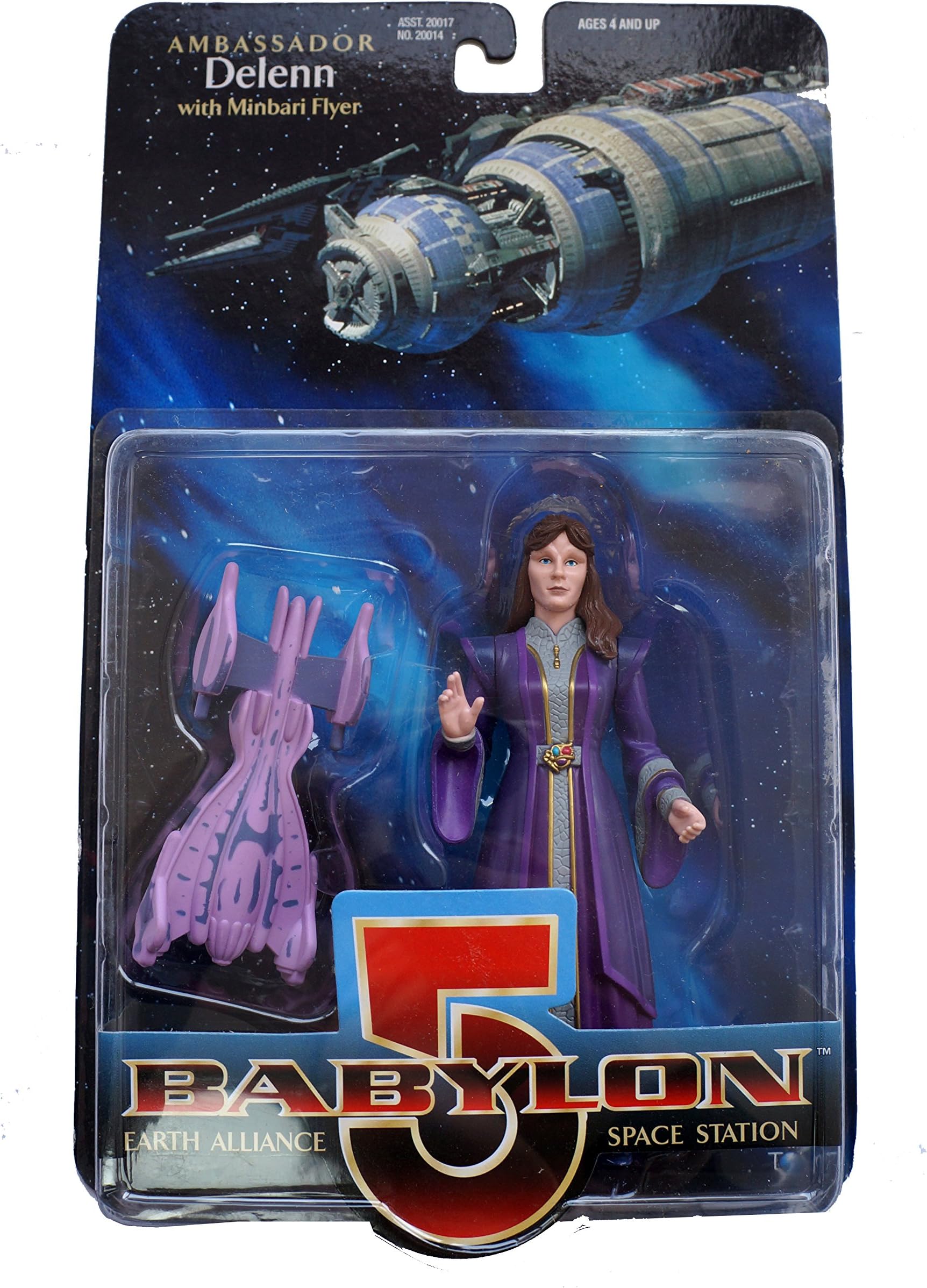 Babylon 5 Ambassador DeLenn Figure in Purple Robe with Minbari Flyer
