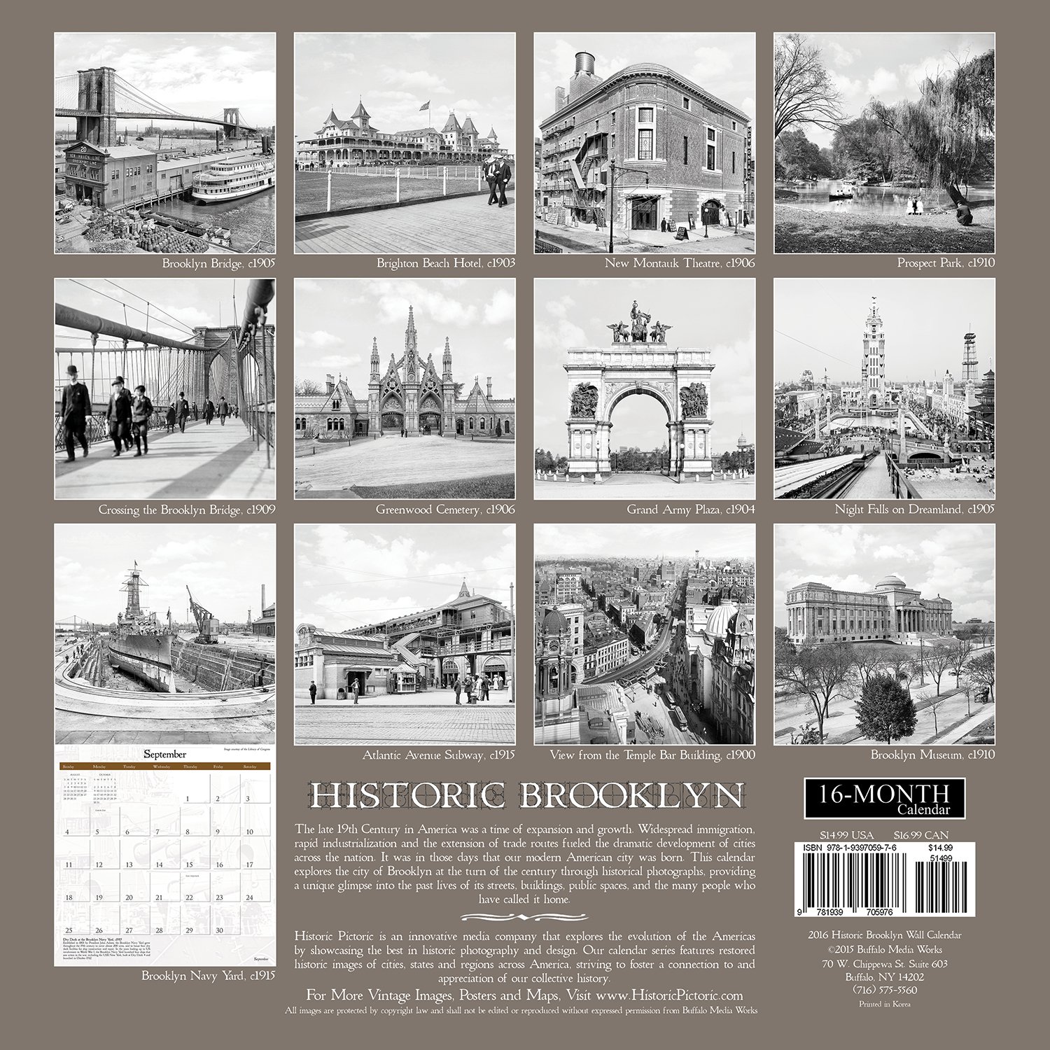 Historic Brooklyn 2016 Calendar Historic Pictoric - 