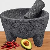 10" Molcajete Mexicano Made of Authentic Lava Rock in Mexico | Not Concrete | Molcajete mortar and pestle set | 10 inches EXTRA BIG size | Reinforced packaging arrives pristine | Guacamole bowl