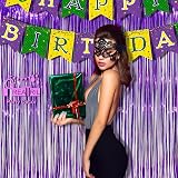 GREATRIL Purple Tinsel Curtain Backdrop Pack of 2 3.2 ft x 8.2 ft view 9