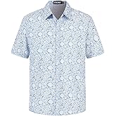 TIXMIE Men's Cotton Tropical Floral Short Sleeve Button Down Casual Hawaiian Shirt for Summer Beach Vacation Party