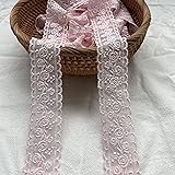 Sourcemall Lace Trim Ribbon, Delicate Pink Floral