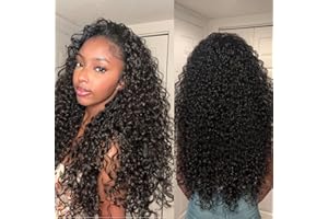 Frodio Curly Half Wig 26 Inches Veralux™ Fiber Blend Human Hair 3 in 1 Shaggy Waves Flip Over Drawstring Wig 200% Density Glueless Wigs Natural Black Ready to Go Headband Wig for Women