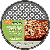 casaWare Perforated Pizza Pan 12-inch, Ceramic Coated NonStick (Silver Granite)