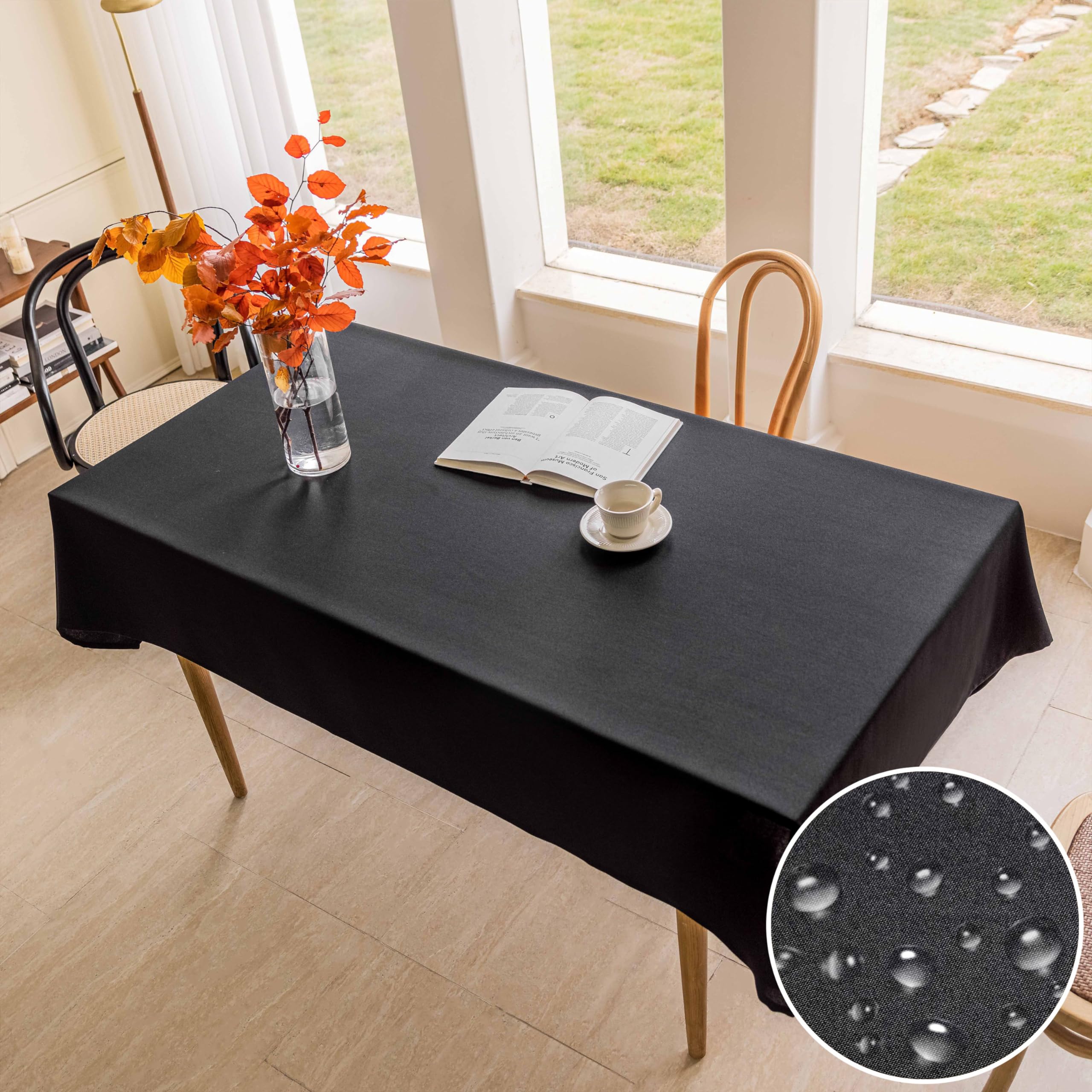 Home Brilliant Black Tablecloth Table Protectors Thick Durable Table Cloth for Dining Table Patio Table, Halloween Table Cloths Rectangle 55x72 Inch, Black, 140CM x 183CM — image 1