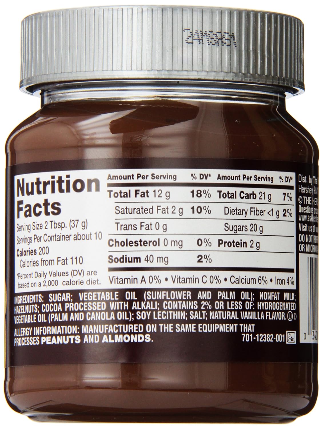 hershey's chocolate spread nutrition