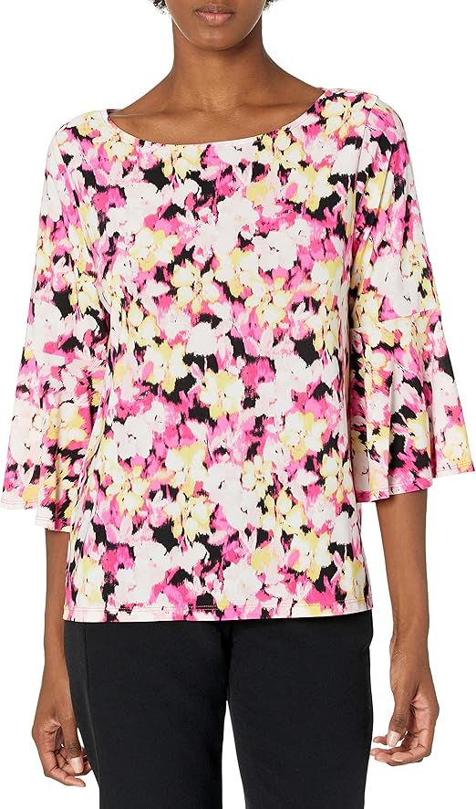 Kasper Women's 3/4 Bell Sleeve Top at Amazon Women’s Clothing store