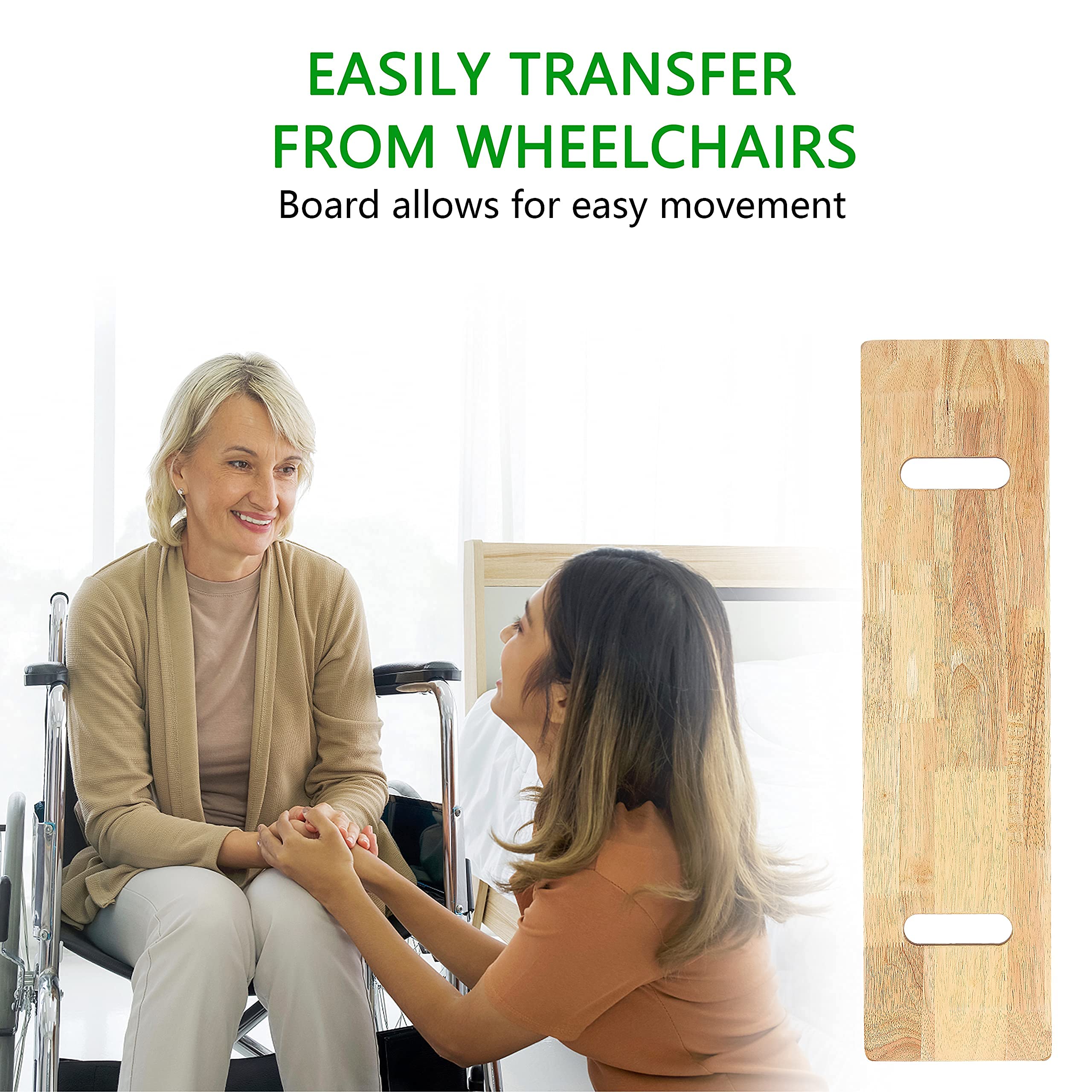 Wooden Transfer Board,Made of Heavy-Duty Hardwood for Transferring Disabled Patient,Elderly,Seniors Between Wheelchair,Bed,Commode,or Chair,30