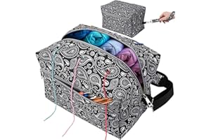 FINESUN Crochet Bag Organizer - Knitting Bag - Yarn Storage Organizer - Yarn Bag for Crocheting - Yarn Holder for Crochet Accessories, Crocheting & Knitting Gifts Paisley
