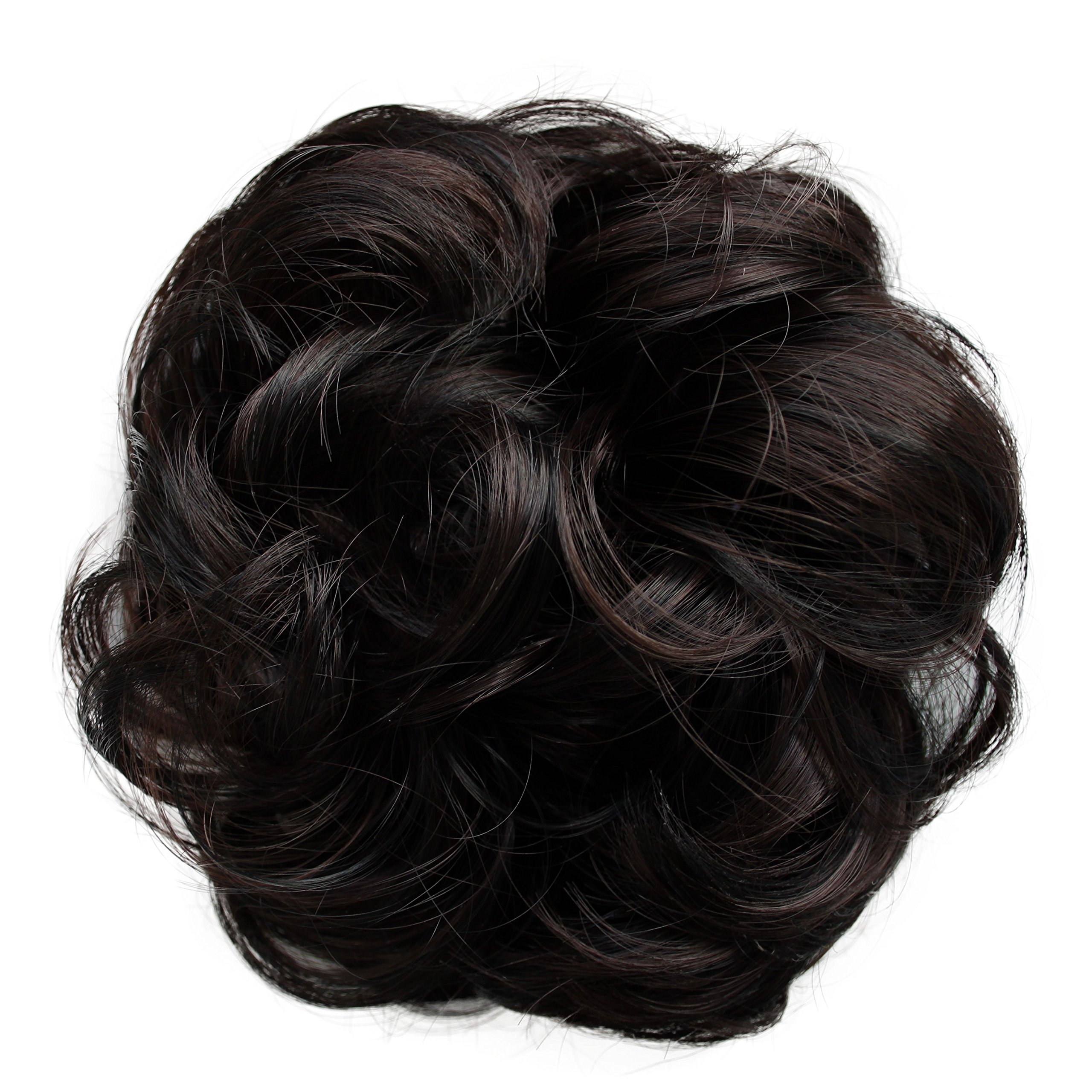 CAISHA Messy Scrunchie Bun Voluminous Wavy Hairpiece Heat-resistant Synthetic Fibres Dark Brown Mix G33A