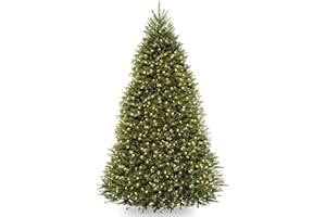 National Tree Company Pre-Lit Artificial Full Christmas Tree, Green, Dunhill Fir, White Lights, Includes Stand, 9 Feet
