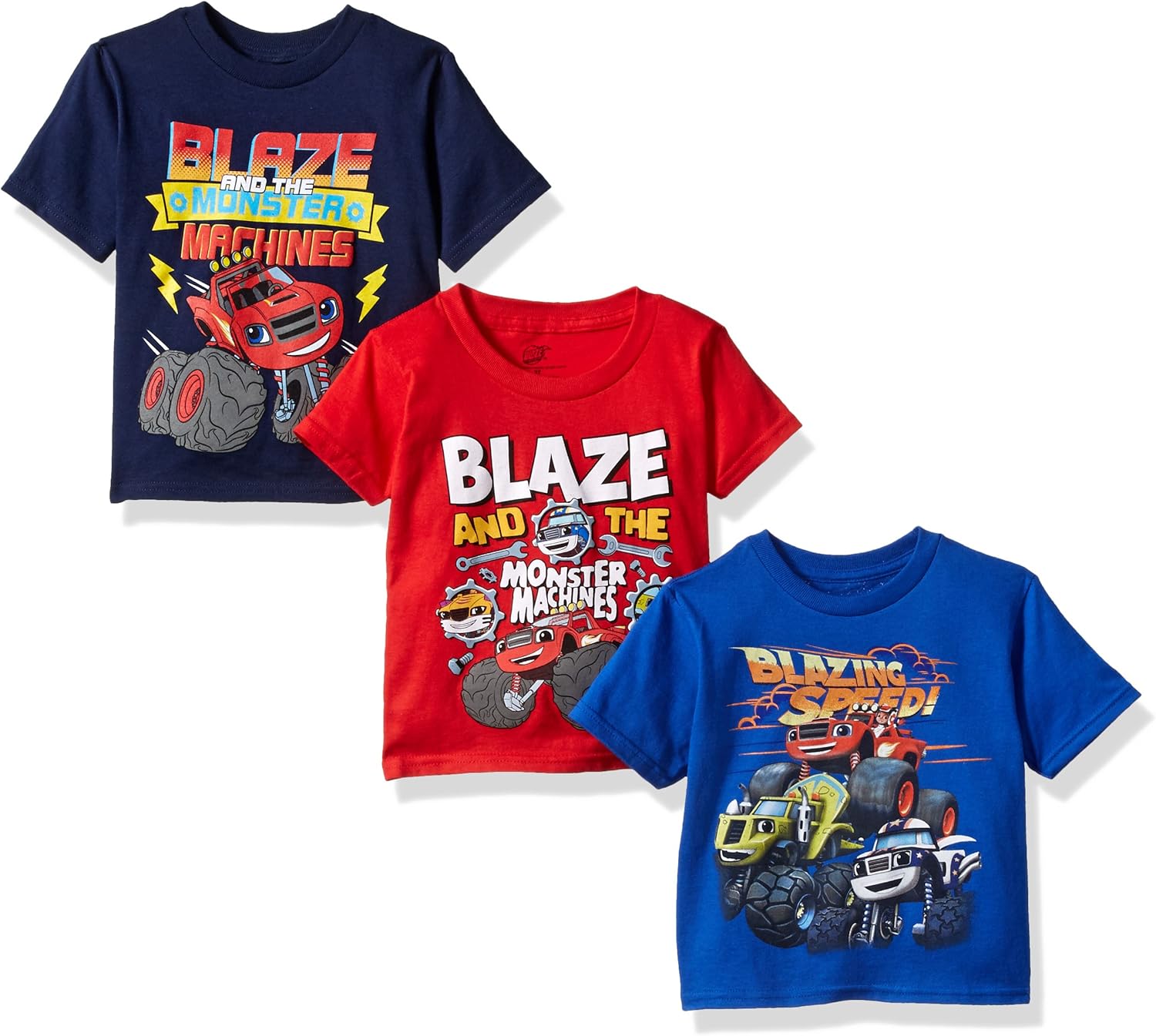 Nickelodeon Boys' Blaze and Monster Machines 3 Pack T-Shirt Bundle: Clothing