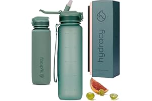 Hydracy Water Bottle with Time Marker -Large BPA Free Water Bottle & No Sweat Sleeve -Leak Proof Gym Bottle with Fruit Infuser Strainer & Times to Drink -Ideal Gift for Fitness Sports & Outdoors