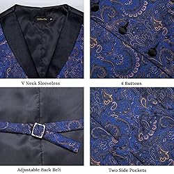 DiBanGu Mens Vest and Tie Set Formal Paisley