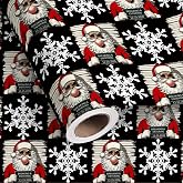Dtiafu Funny Christmas Wrapping Paper Roll Black Prison Santa Claus Snowflake Gift Wrap Sheets Xmas for Christmas Winter Baby Shower Celebration - Total 28.5sq.ft