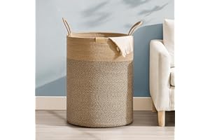 Nunsino Laundry Hamper 95L,Large Laundry Basket for Clothes,Decorative Storage Basket for Blankets,Cotton Rope Woven basket for bedroom,Dark Brown