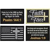 Great 1 Christian Morale Patches 4-Pack, Bible Verse &amp; Scripture - Tactical Hook and Loop Military Appliques for Hats, Backpacks, Vests, Jackets - 2x3 inch