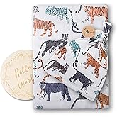 Miaoberry 100% Organic Cotton Baby Muslin Swaddle Blanket Set|Cream Tiger| Gender Neutral for Boys Girls|Yellow Mustard Orange Sun Rays| Hospital Newborn Receiving Blanket |Newborn Unisex