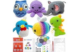 Ysdaro Crochet Kit for Beginners 6PCS, Upgrade Crochet Starter Kits, Knitting Kit, Amigurumi Craft Knitting Crocheting Kits with Step-by-Step Video Tutorials, Beginner Crochet Kit for Adults, Kids