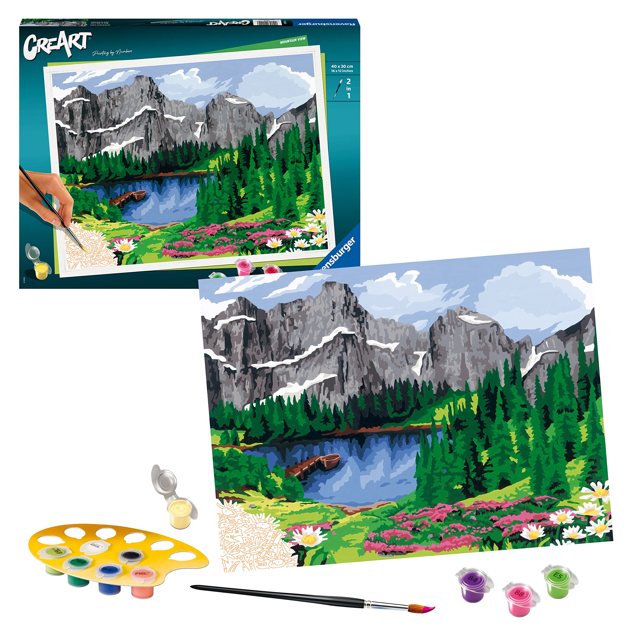 Ravensburger CreArt Mountain View Paint by Numbers for Adults Craft Kits for Adults and Kids Age 12 Years Up