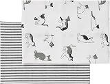 Penguin Home Set of 2 Recycled Cotton Tea Towels 50x70 cm White Grey Black view 7