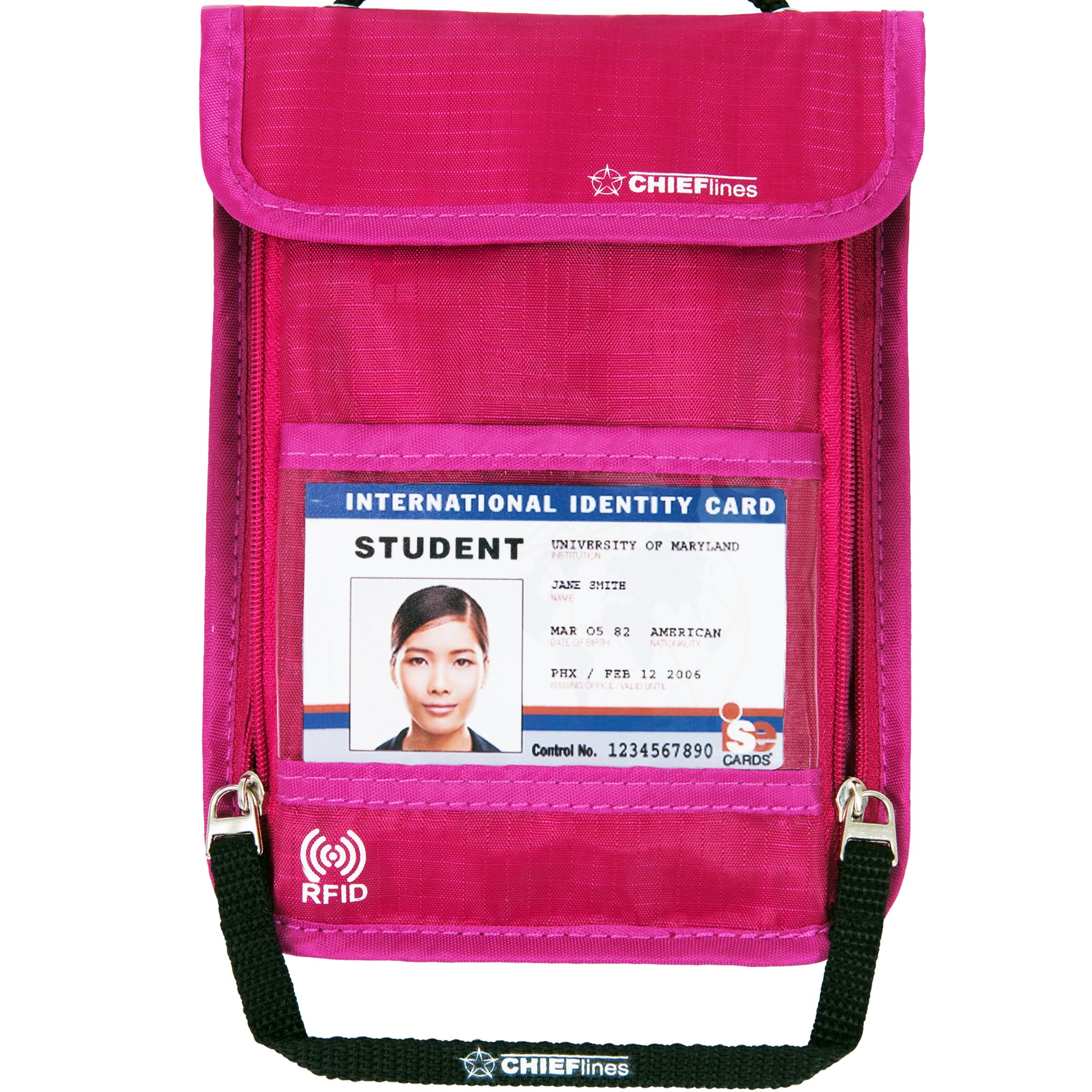 Travel Wallet for Women-holder-Lightweight Anti-Theft RFID Blocking Nylon Neck Pouch-Gift (Purple)