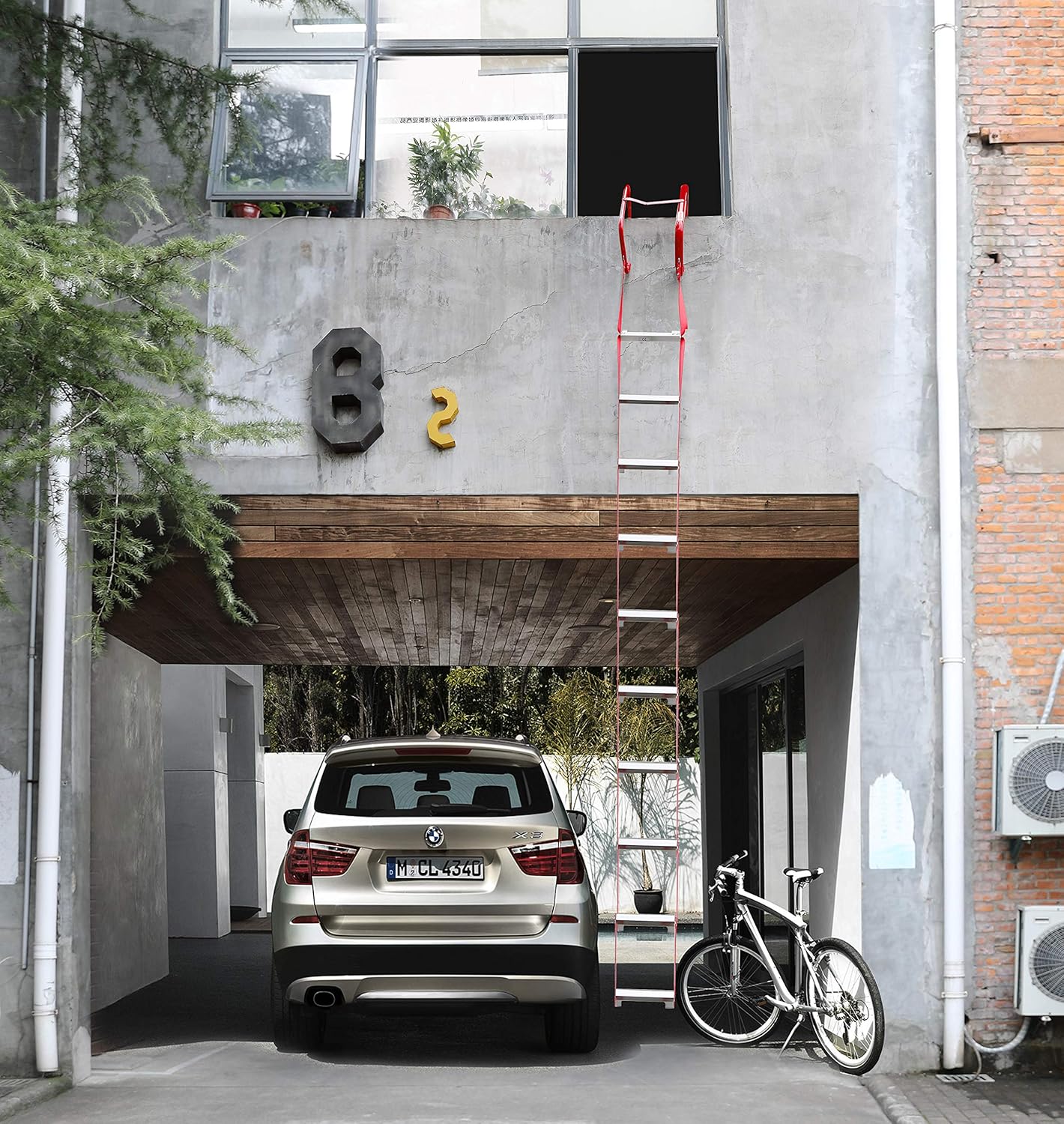 Emergency Fire Escape Ladder, Portable Ladder With Anti-Slip Rungs And Wide Steps V Center Support, Easy To Deploy & Easy To Store (2 Story - 15 Foot) - - 