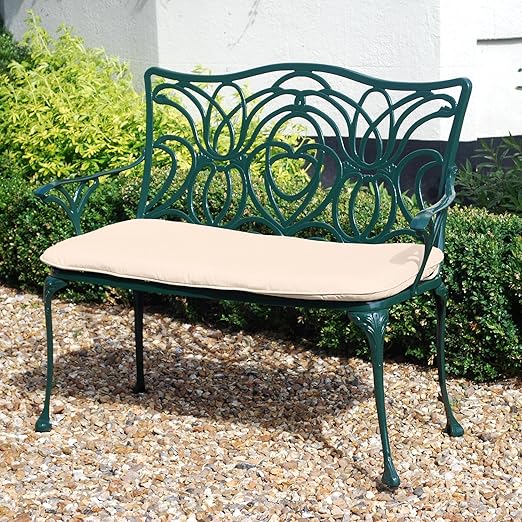 Amazon De Leisuregrow Norfolk Grun 2 Sitzer Garten Bank Gartenbank Sitzbank Aus Aluminium Mit Sitzkissen Aus Metall Sitzbank 2 Sitzer Bench