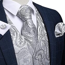 DiBanGu Mens Vest and Tie Set Formal Paisley