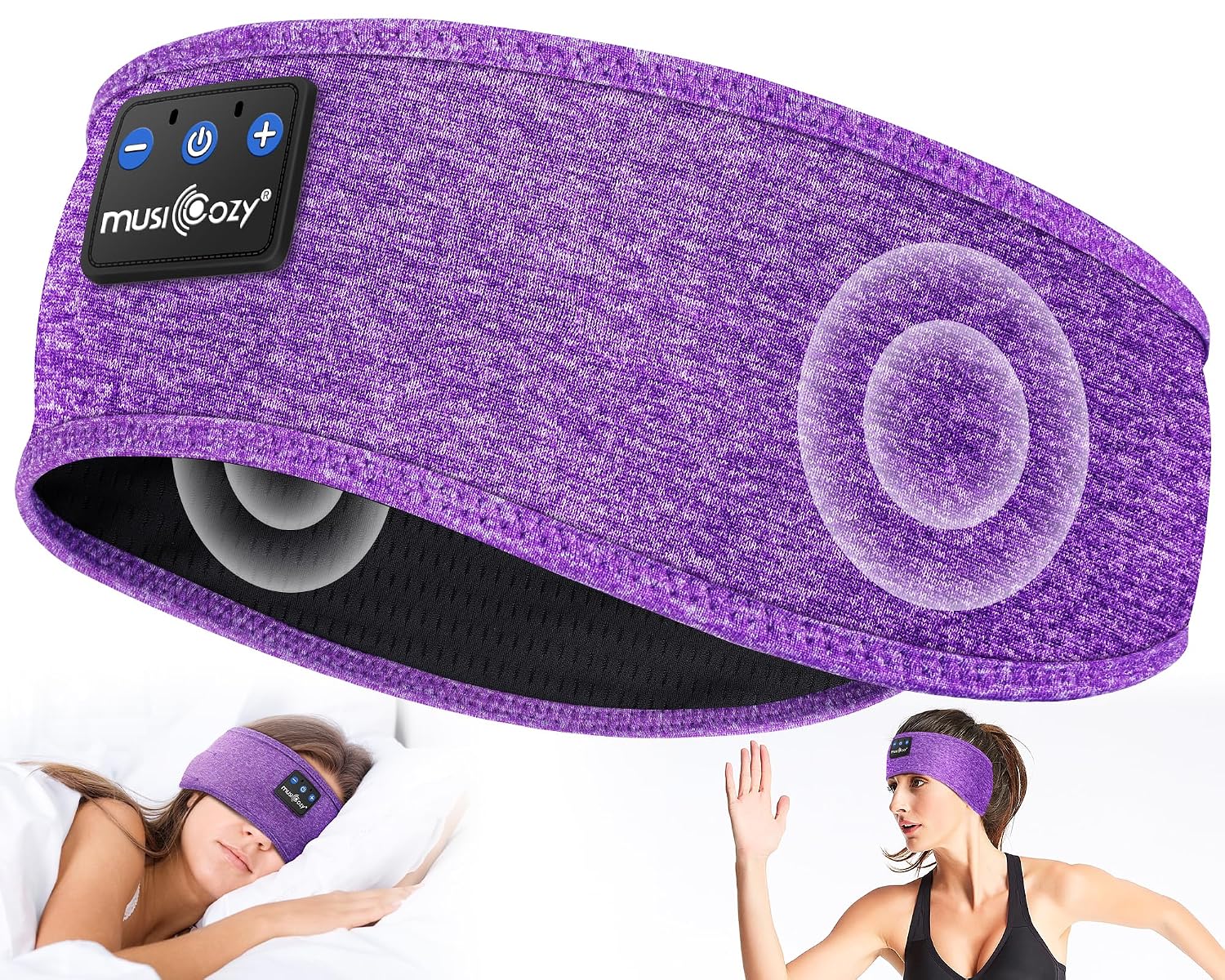 MUSICOZY Sleep Headphones Bluetooth 5.4 Headband, Wireless Earphones Music Sleep Earbuds Sleeping Eye Mask with HD Stereo Spe