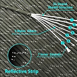 VVAAGG Reflective Paracord Rope 100FT, 7 Strand