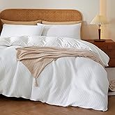 2Pcs 100% Egyptian Cotton Waffle Duvet Cover Set Twin 68 x 90, White | 600 TC Reverse Side, Soft Breathable Skin-Friendly, All-Season, Luxury Includes 1 Duvet Cover 1 Pillowcase, Button &amp; 8 Ties