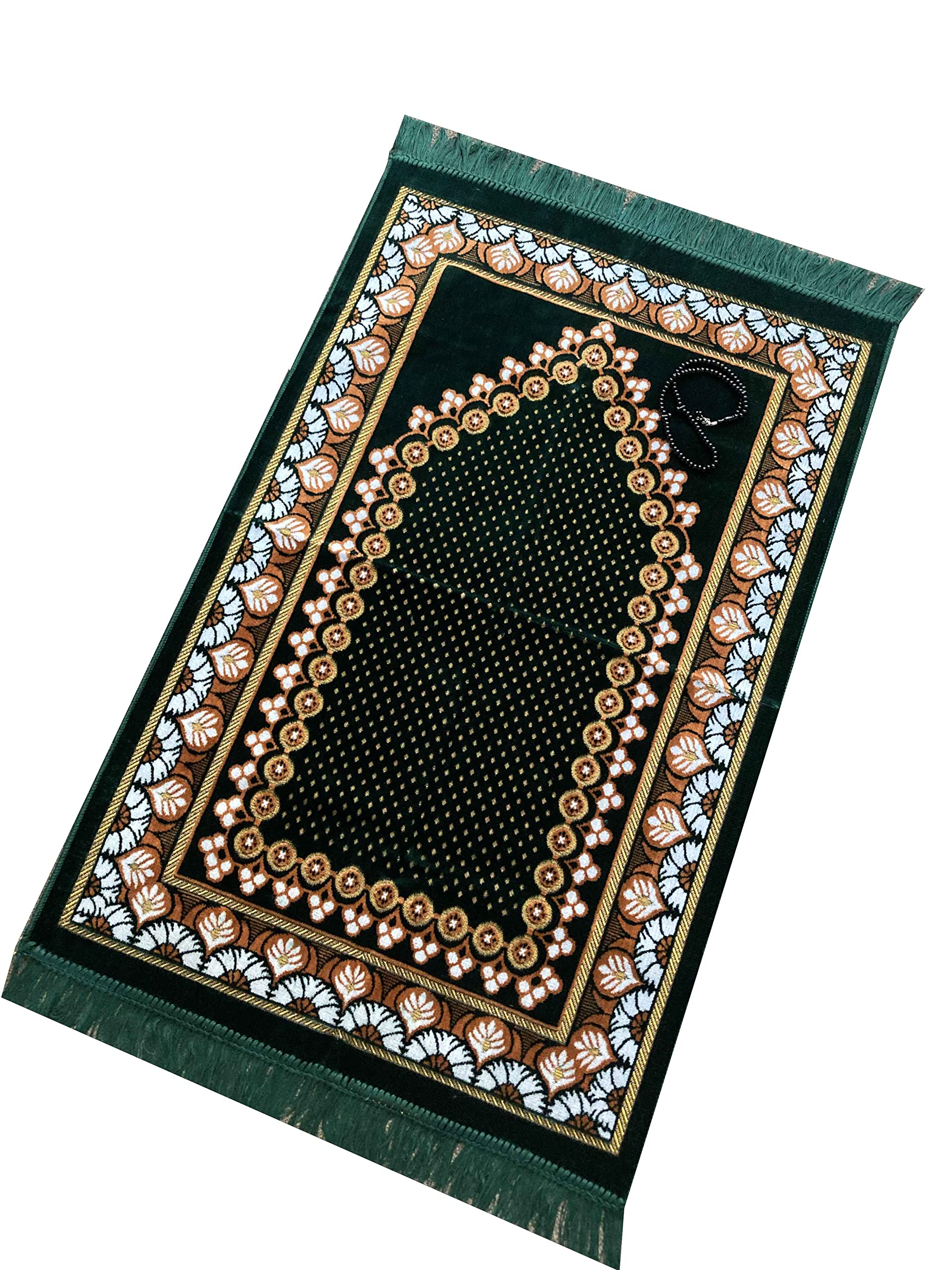 Warm Style Velvet Prayer Rug (540g) | Tasbeeh Pocket | Muslim Prayer Mat, Size: 110 x 65 cm | Made in Turkey