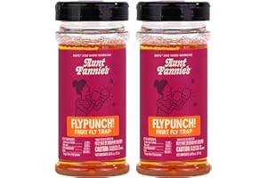 Aunt Fannie's FlyPunch Fruit Fly Trap for Indoor and Kitchen Use, Ready to Use, Made with Plant Based Ingredients, Safe Near Food, Each Bottle Lasts Up to 30 Days, Pack of 2
