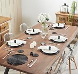 Penguin Home Handcrafted Glass Beaded Round Placemats Set of 12 Black 32 cm view 3
