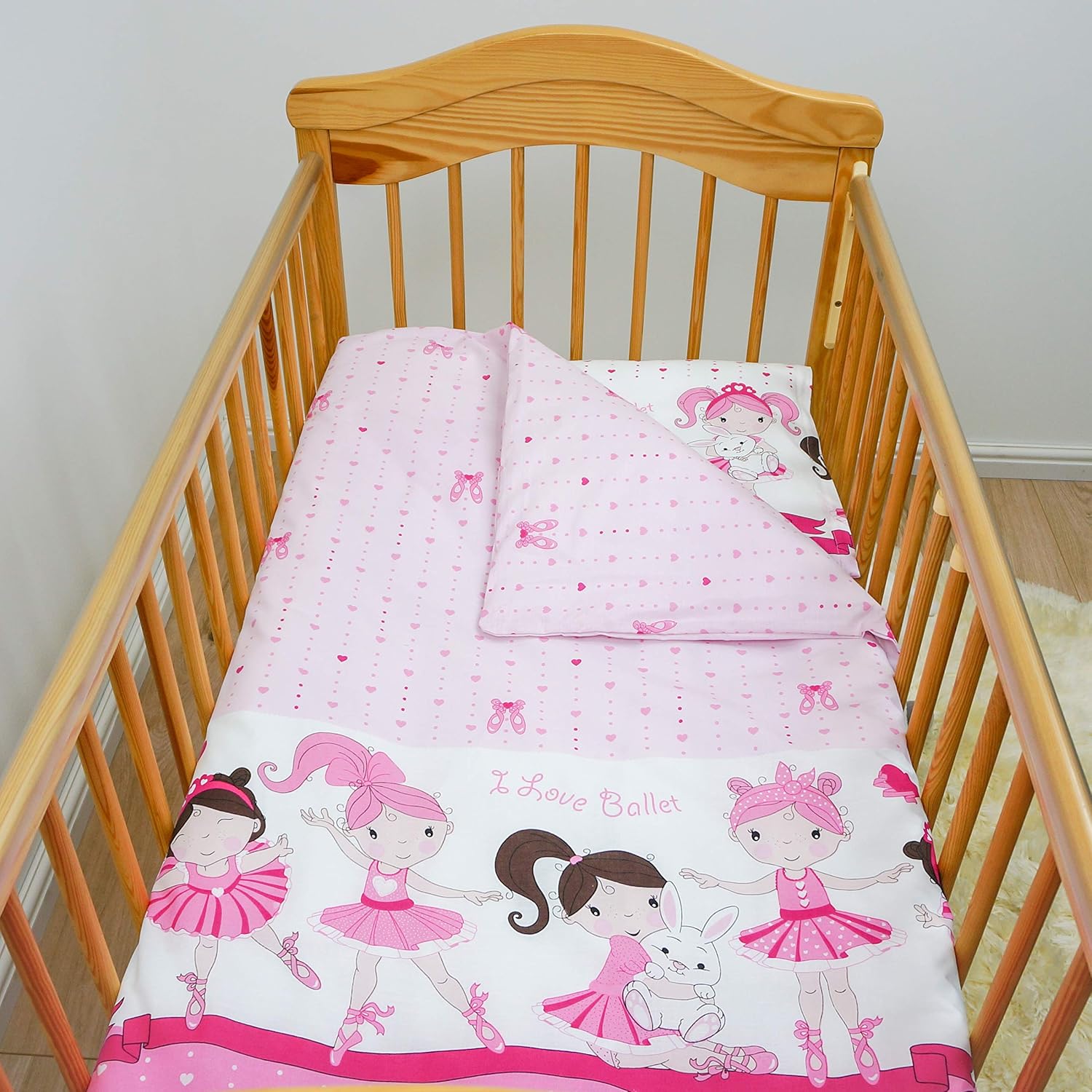 2 Piece Bedding Set 135x100cm Duvet Cover & Pillowcase for Toddler Cot Bed - Image 4