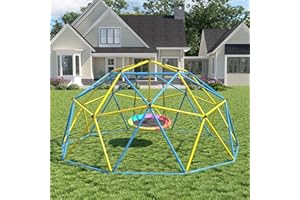 YDTOP Climbing Dome,10 FT Dome Climber with Rainbow Saucer Swing Outdoor&Indoor Anti-Rust Metal Jungle Gym For Backyard Play Equipment Geometric Dome Toddler Climbing Toys Great Gift for Kids Aged 3 to 8