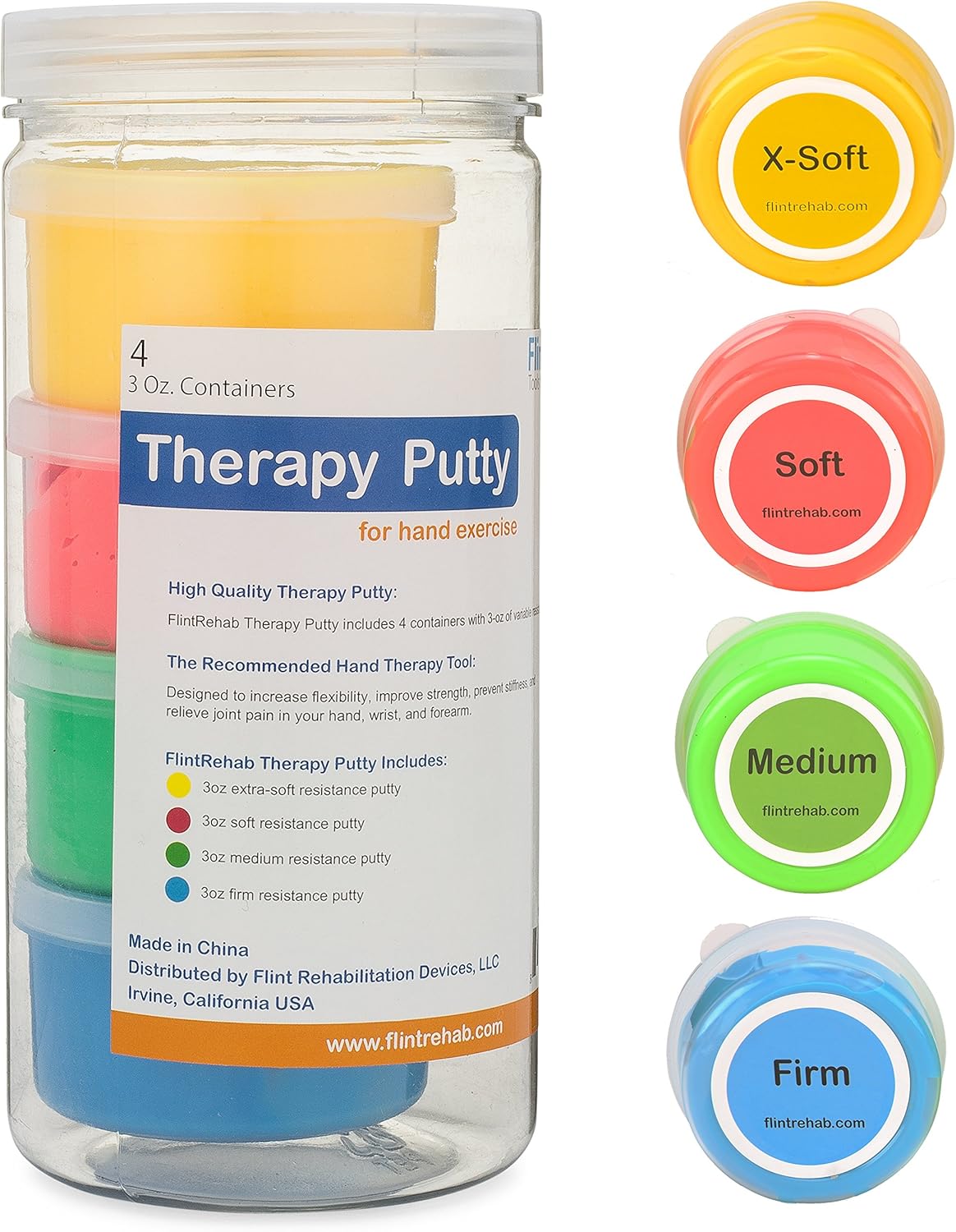 FlintRehab Premium Quality Therapy Putty (4 Pack, 3-oz Each) for Hand Exercise Rehab. Fidgeting, and Stress Relief…: Health & Personal Care