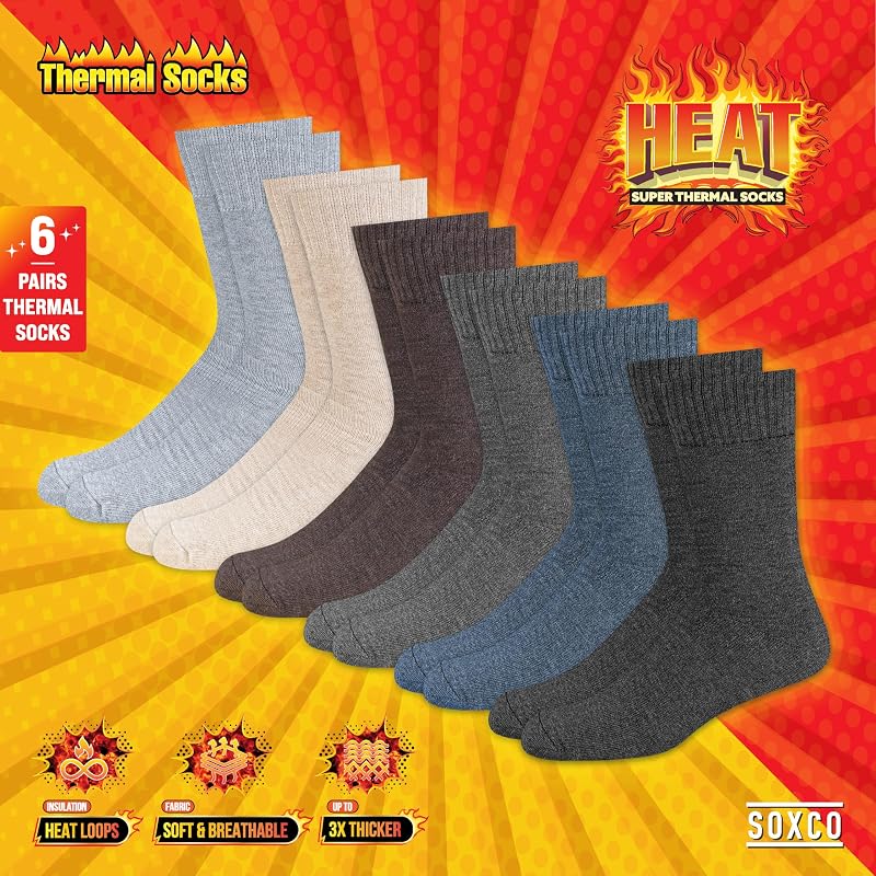 Thermosocken für Herren und Damen - Warme Wintersocken, 6er Pack, 43-46