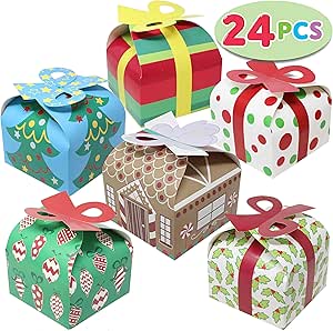 24 cajas de regalo 3D de Navidad con lazo para Navidad ...