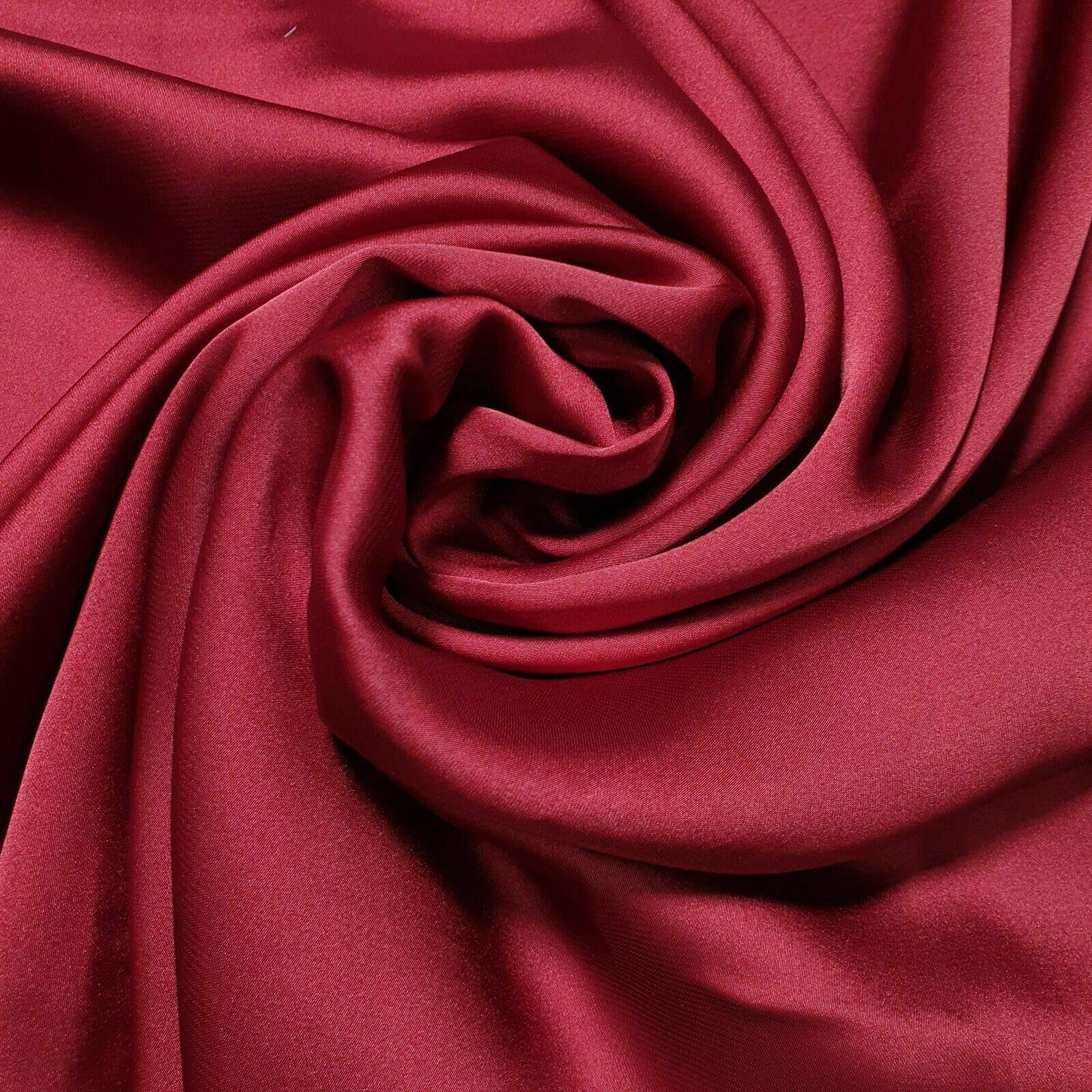 Lightweight Polyester Silk Charmeuse Silky Satin Finish, Dressmaking, Bridal, Prom, Décor - Craft Fabric Material 44" - 112 cm Wide Sold in Various Pre - Cut Lengths (Deep Red, 1 Meter)