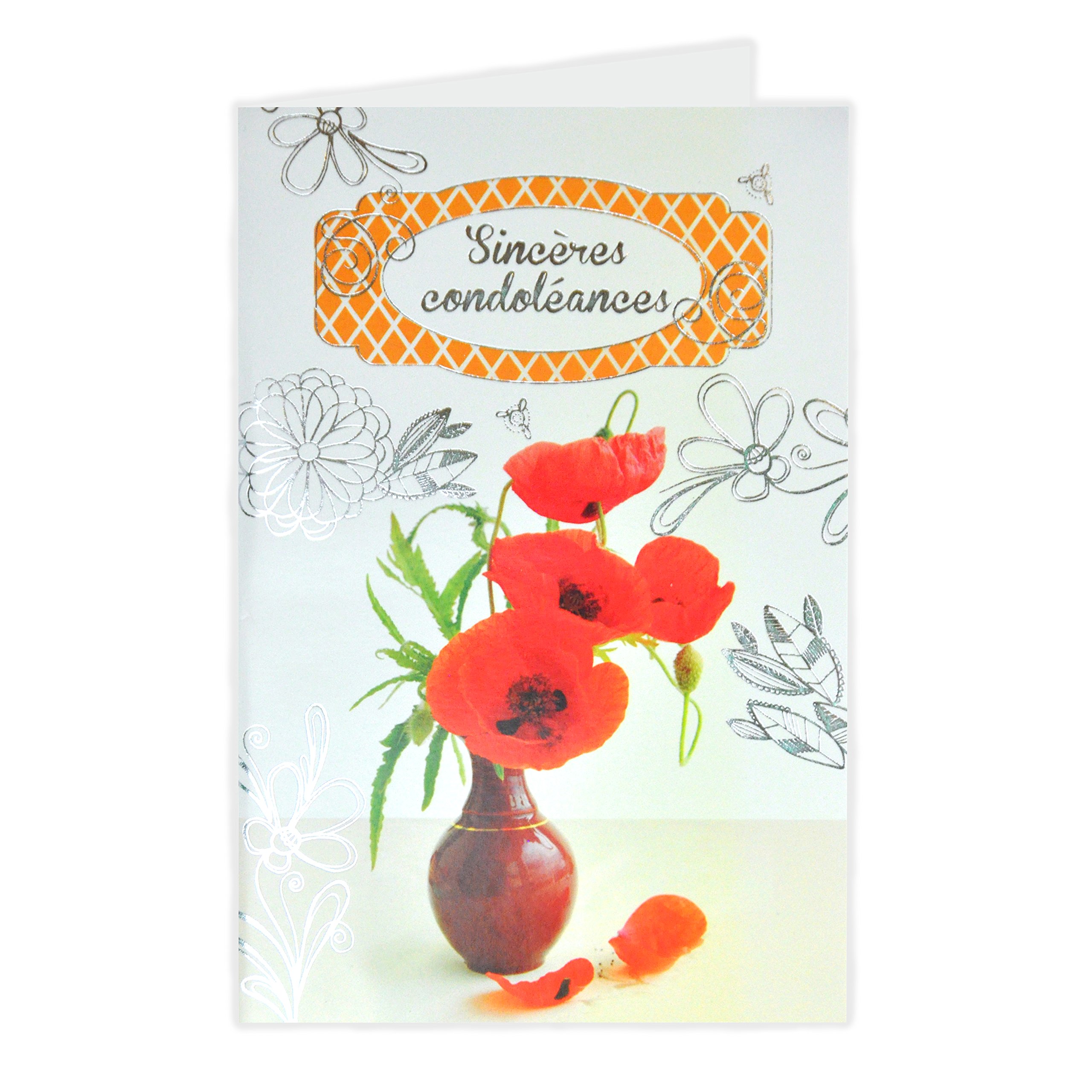 Afie 64-1012/2 Sincere Sympathy Card – Good Luck Poppy Mourning Thoughts