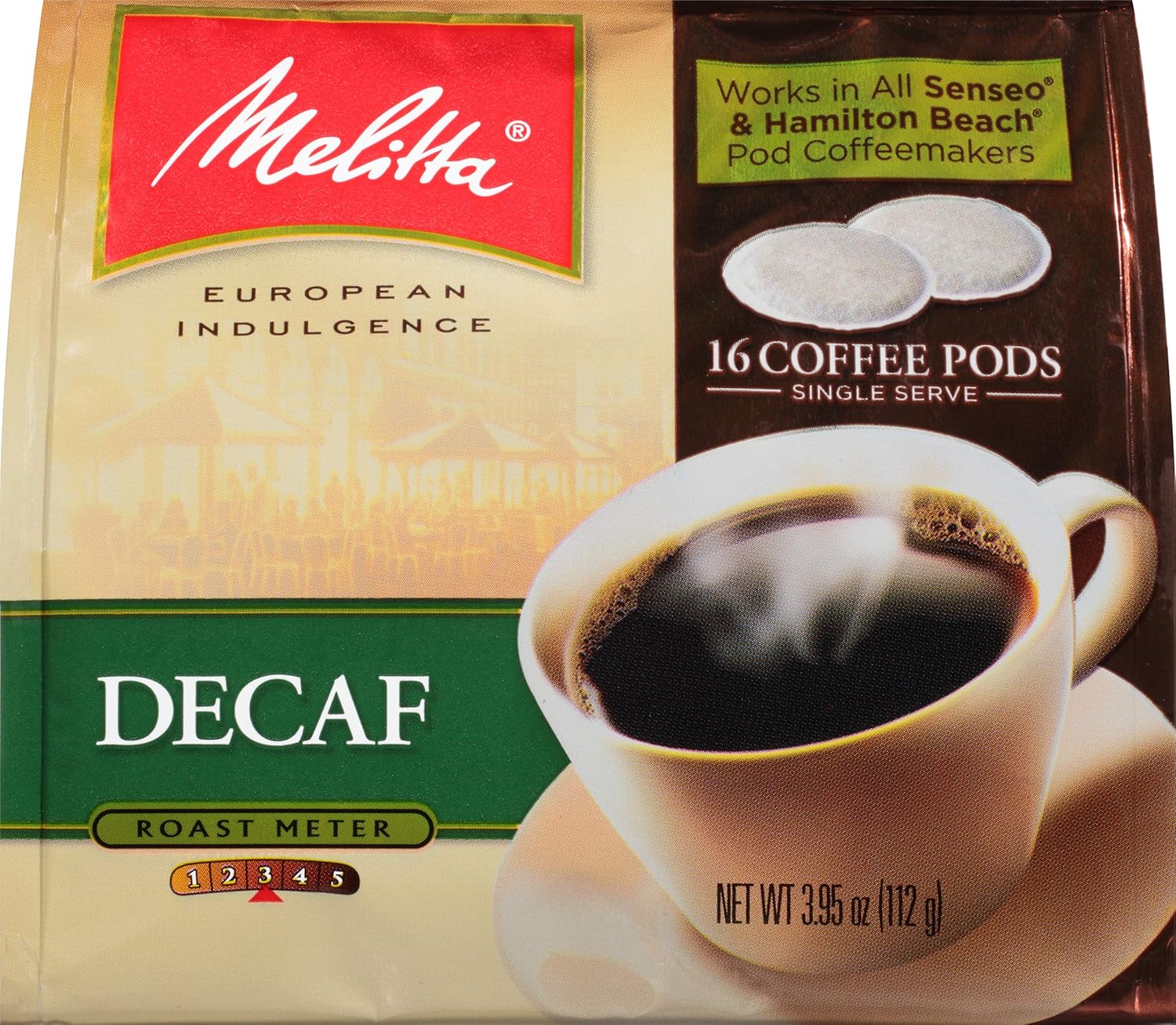 Melitta Coffee Pods for Senseo & Hamilton Beach Pod Brewers, Decaf, 18