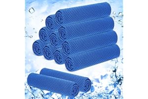 Hosuly 12 Pieces Cooling Towels for Hot Weather Soft Breathable Cold Towel Yoga Towels for Sweat, Sports, Workout, Fitness, Gym, Running, Travel Camping, 12 x 40 Inch (Dark Blue)