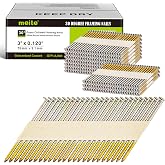 meite 30 Degree Framing Nails 3 Inch Galvanized Paper-collated 2,000PCS | Offset Round Head Smooth Shank Nails, for 30-34&deg; Pneumatic Cordless Framing Nailers, Wall Studs Decking Sheathing Subflooring