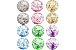 TURNMEON 12 Pack Inflatable Beach Balls Bulk 16" Glitters Pool Toys Balls for Pool, Beach, Summer Pool Party - Swimming Pool Game Water Beach Toys Party Favor Summer Decoration Essential Blow Up Beach Ball
