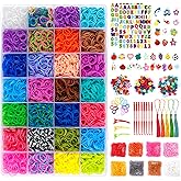 INSCRAFT Rubber Band Refill Kit: 18,950+ Rubber Bands in 37 Colors, S-Clips, Beads, Backpack Hooks, Tassels and More, DIY Friendship Bracelet Making Kits, Christmas Birthday Gift for Kids