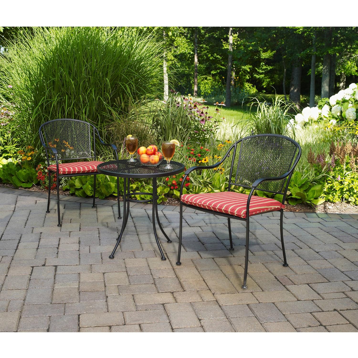Amazon Com 14th Mobility Functional Outdoor Patio 3 Piece Bistro Set With Durable Steel Frame Construction Table With Mesh Tabletop Chairs With Stain Water And Mildew Resistant Seat Cushions Expert Guide Garden