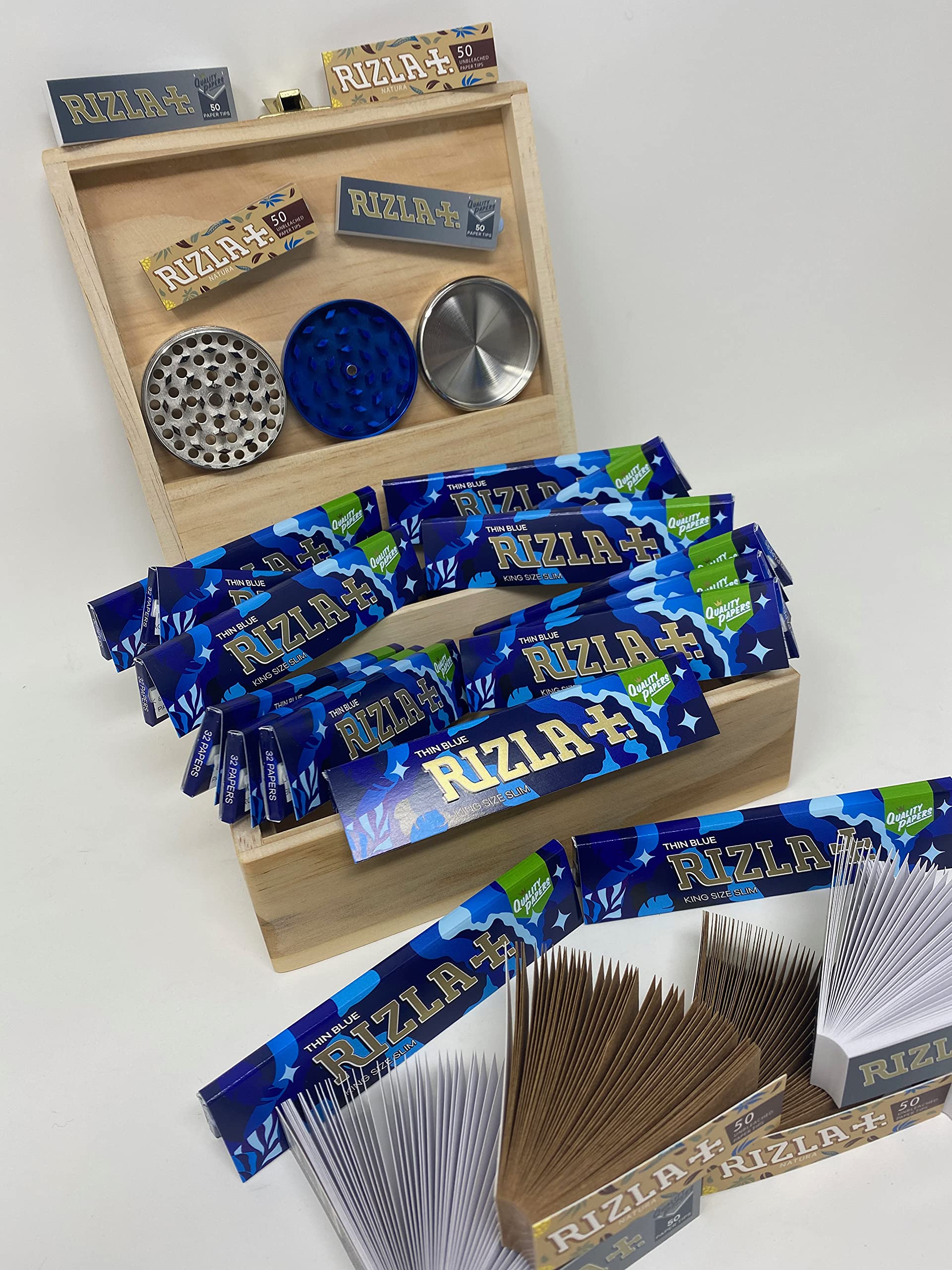 Rizla King Size Camouflage Paper Gift Set In Rizla Rolling Box (Blue)